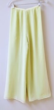 Vintage 60's Chiffon Lined Wide Leg Pants Chartreuse Back Zipper High Waisted XS