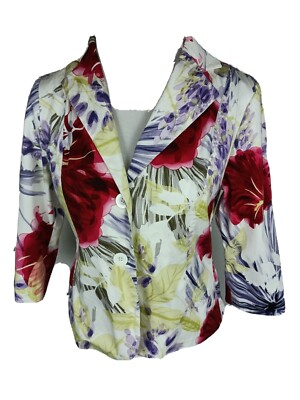 coldwater creek Wms PSM Multi Color Floral Print Suit Separate Jacket S24