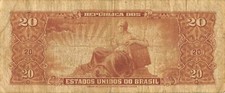 Brazil 20  Cruzeiros  ND. 1962  Series  2002A  Est. 2A  Circulated Banknote  EBK