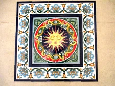 30" x 30" Hand painted Ceramic tile art panel Mosaic mural Backsplash SUN