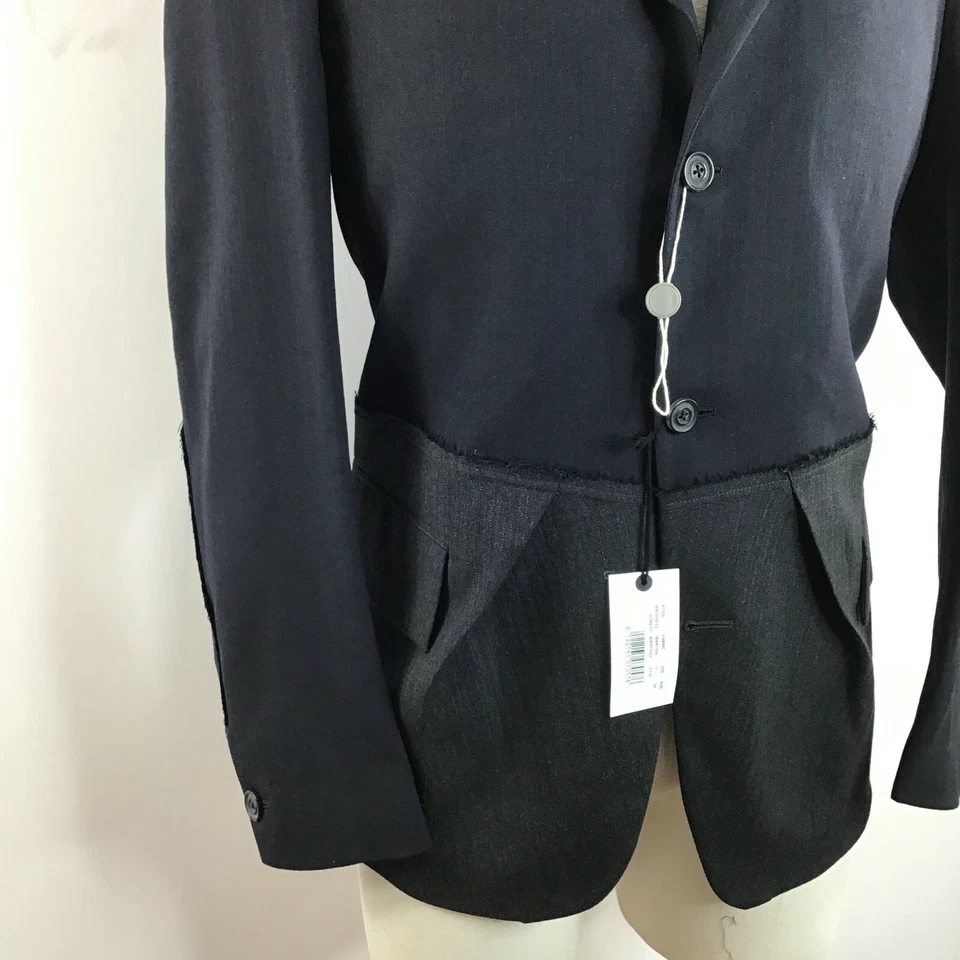 Wooster+Lardini Mens Dark Blue Three Button Suit Jacket Herringbone SZ 52/US 42L - Image 2 of 4