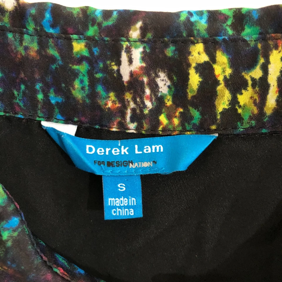Derek Lam Women Splatter Blouse Size S Top Shirt Long Sleeve Multicolored Foto 3 de 4