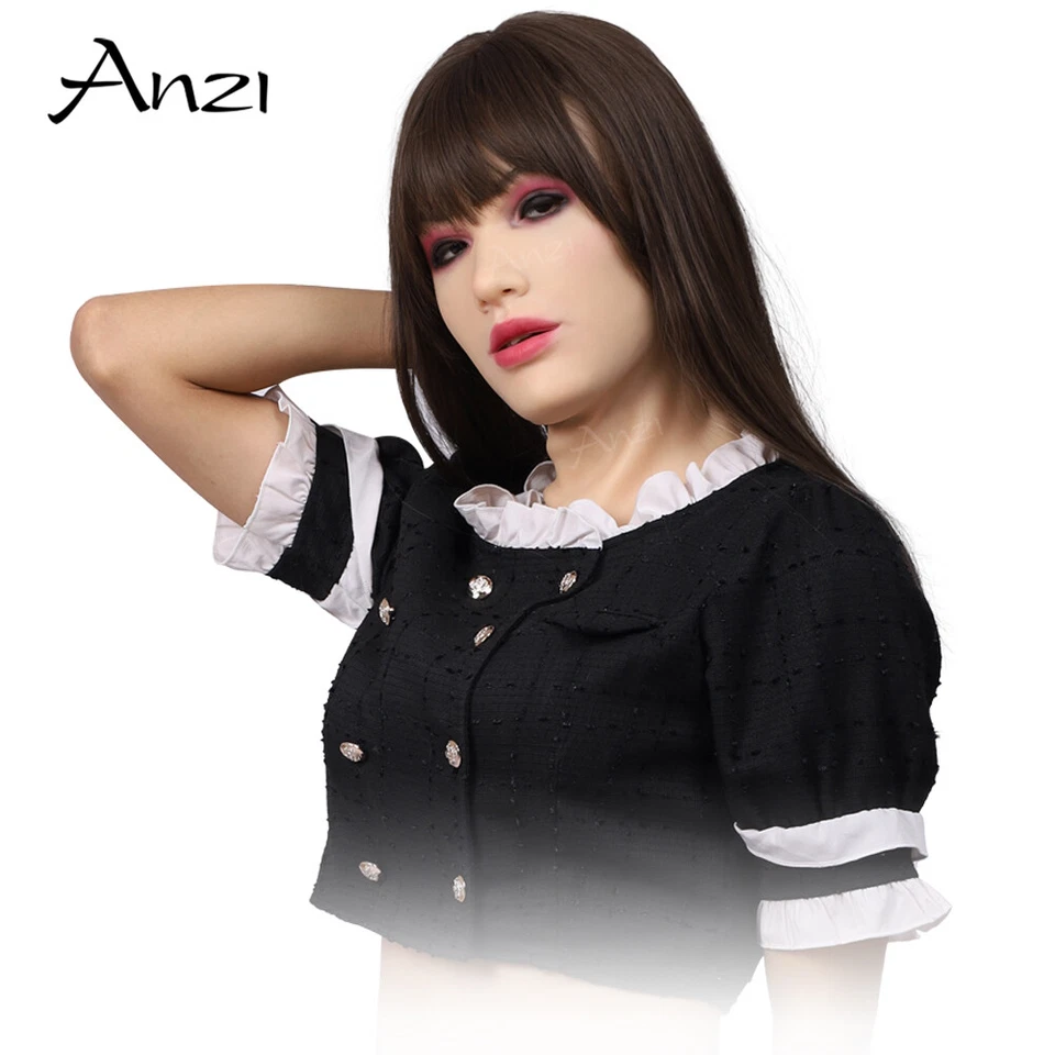 Anzi Realistic Silicone Female Head Mask Halloween Beauty Face for Crossdresser - Image 2 of 4