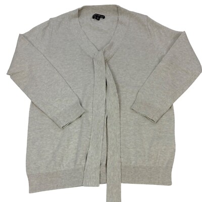 J Crew Mercantile Womens Cotton Sweater Vneck Tie Beige Neutral Prep Size Small