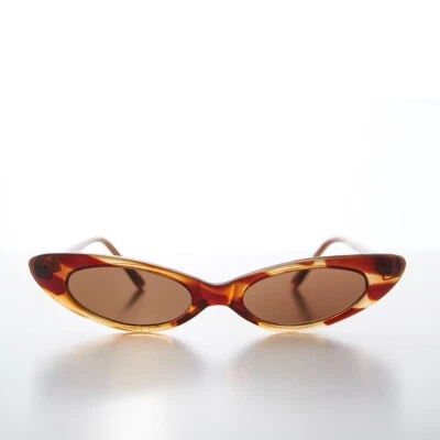Gafas de sol Tortuga flacas Punk Rock ojo de gato lentes marrones - delgadas - Imagen 1 de 3