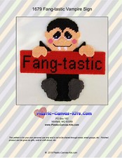 Fang-tastic Vampire Halloween Sign-Plastic Canvas Pattern or Kit