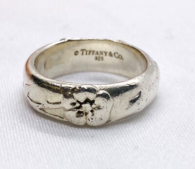 TIFFANY & Co. Nature Rose Flower Ring Rare Sterling Silver 5.25 | eBay