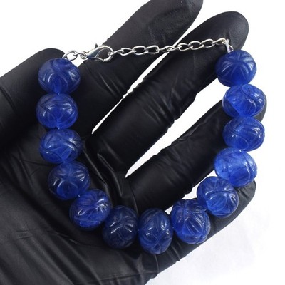 Elegantes Armband geschnitzter Saphir 271,00 kt Perlen funkelnd Perlen RK 27 E794
