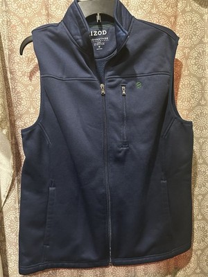 IZOD Advantage Performance Stretch Men s M Blue Full Zip Vest Lined Lightly Navy