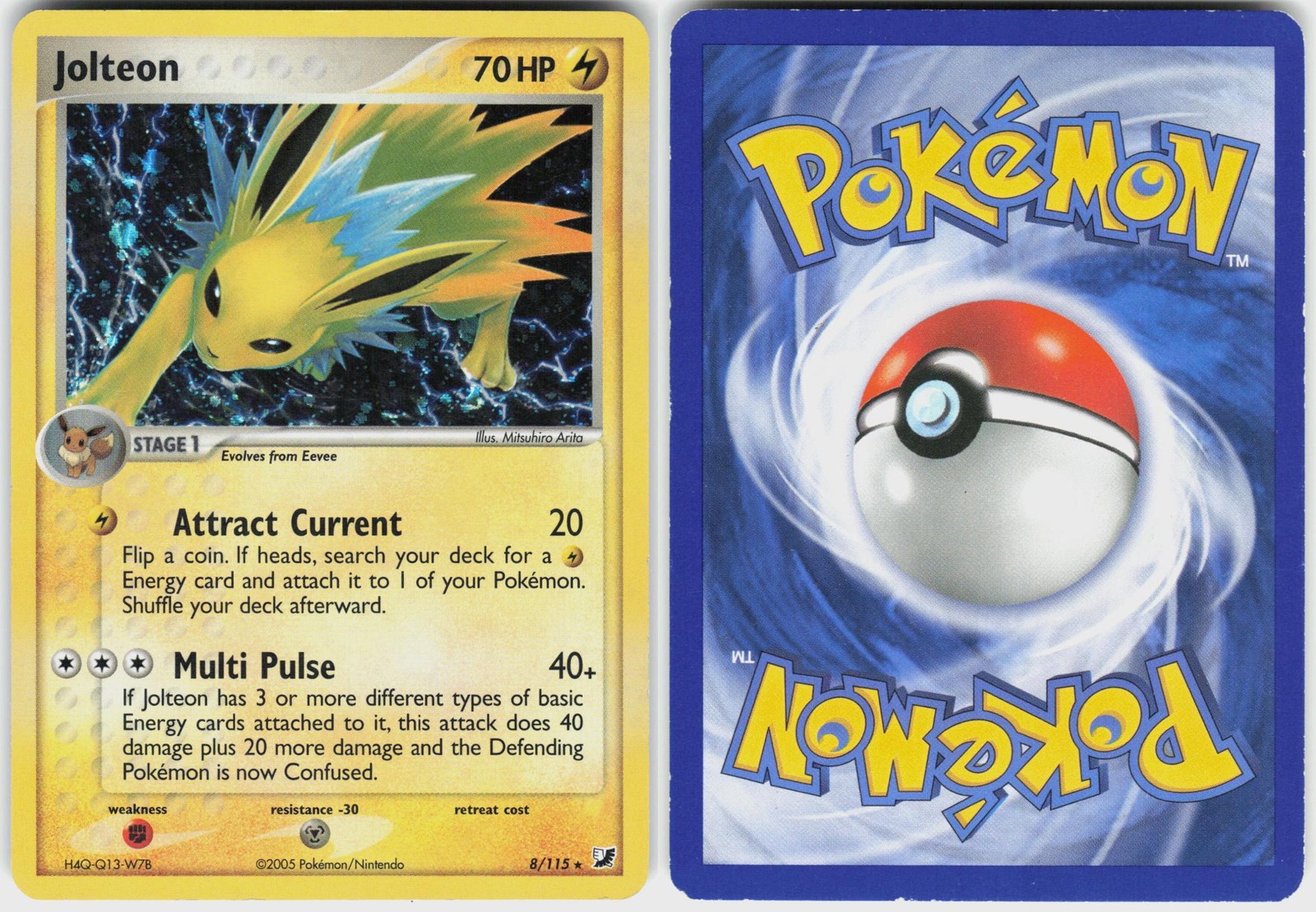 Jolteon 8/115 Holo Rare Unseen Forces Pokemon MP
