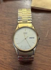Vintage 5Y23-8039 Seiko Watch Men Gold Tone Champagne Daydate Round NEW BATTERY!
