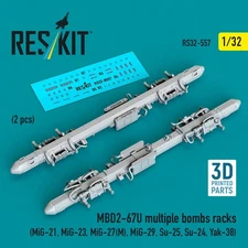 1/32 MBD2-67U Multiple Bomb Racks 2pcs for MiG-21 MiG-23 MiG-27 MiG-29 RS32-0557