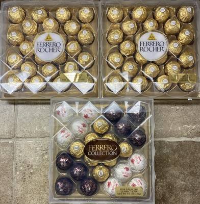 3 Ferrero Rocher Fine Hazelnut Chocolates 24 count 10.6 ounce Gift Box