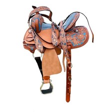 Horse Saddle Leather Western Barrel Racing Handmade Tooled Trail Tack Equestrian