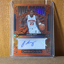 Panini Obsidian Volcanic Signatures Auto Jaden Ivey Orange Flood 27/49 Pistons