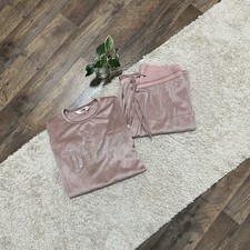 Juicy Couture Medium Pink Velour Embellished Lounge Sleepwear Pajama Set