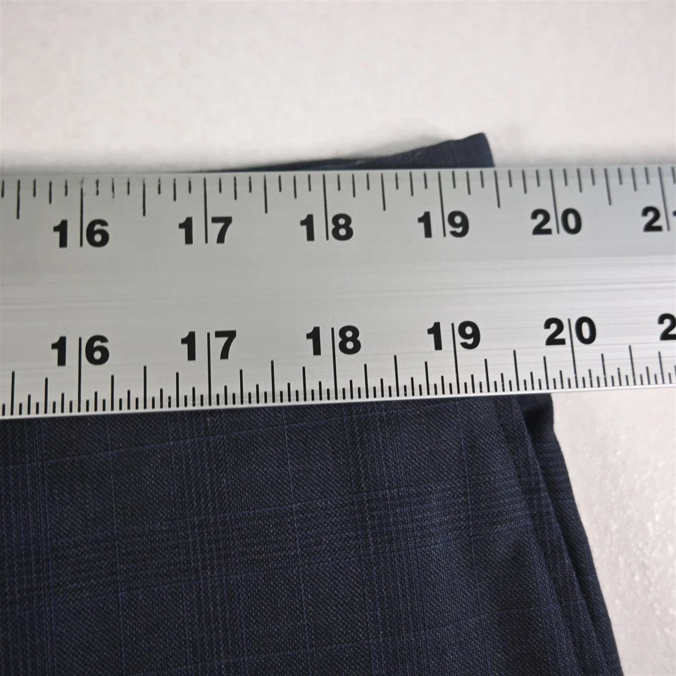 Pantalones para hombre Hickey Freeman 38x30 azul a cuadros lana frente plano pierna recta Foto 2 de 4