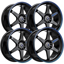 Set Of 4 Spec-1 Spt-33 15x9 4x1004x4.5 15mm Blackblue Wheels Rims 15 Inch