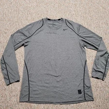 Nike Pro Shirt Mens XL Grey Dri Fit Performance Fitted Base Layer Stretch Active