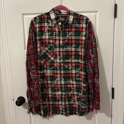 One24 Rags Boutique Brand Button Up Bleached Flannel - Large - Item944