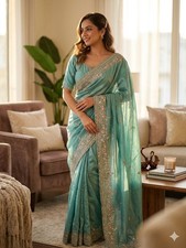 Saree Party Indian Wear Sari Designer Bollywood Blouse Wedding Ethnic Pakistani