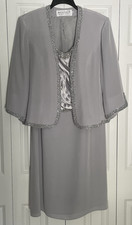 Montage by Mon Cheri 18 Silver Gray Beaded Formal Sleeveless Dress Jacket