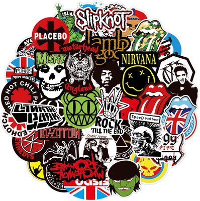 100 Stück Wasserdichtes Sticker Set Rockband Sticker Punk Aufkleber Gepäck Skate
