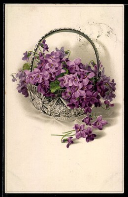 Artist Postcard Meissner & Buch M&B No.: 2266, Glass with Violets 1917 