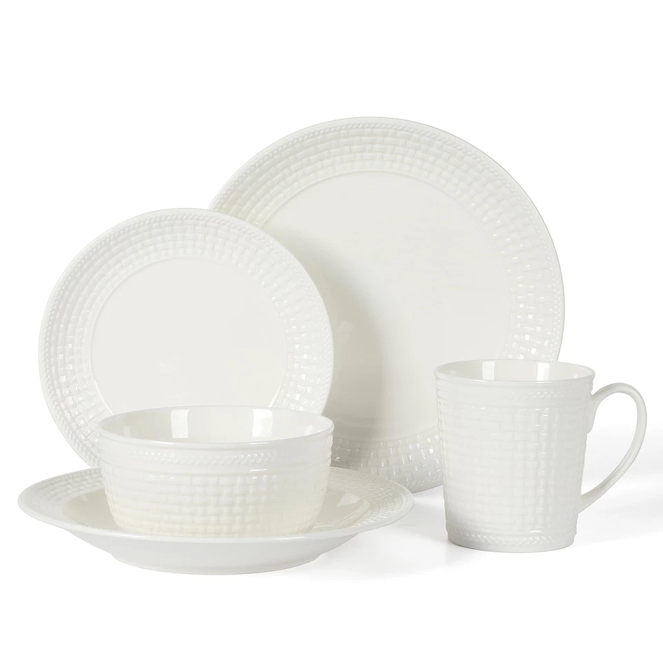 Cesta de 30 piezas tejida nueva porcelana de hueso en relieve astillas y porche resistente a arañazos... Foto 4 de 4