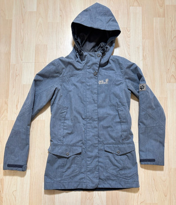 Jack Wolfskin Damen Outdoor Jacke Woman XS Wandern Freizeit Grau Hell Kapuze Top