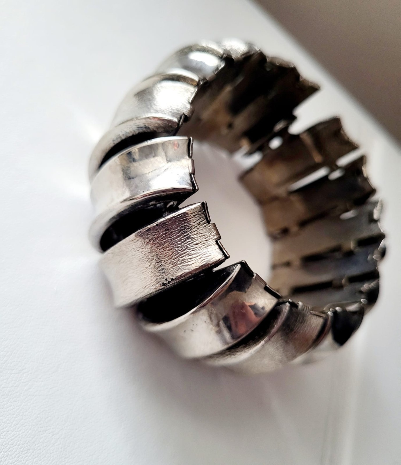 Vintage Silver Tone Wide Rectangular Link Bracele… - image 4