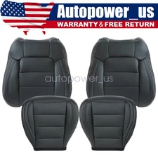 For 2015-23 Ford Mustang Driver / Passenger Perforated Leather Seat Cover Black