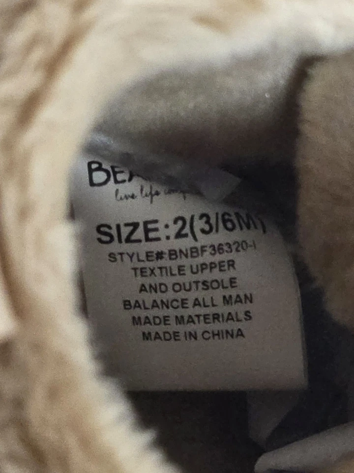 BearPaw Nuevo con Etiquetas Bebés Bebé Botines Tostado Imitación Piel Infante 3-6 Meses Zapatos Bota Talla 2 Foto 4 de 4