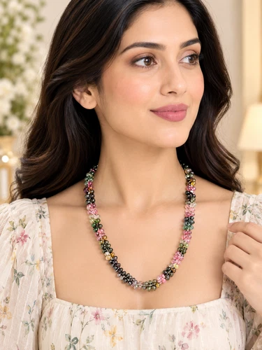 Natural Multi Tourmaline Gemstone Faceted Teardrop Beads Women Jewelry Necklace - product listing photo