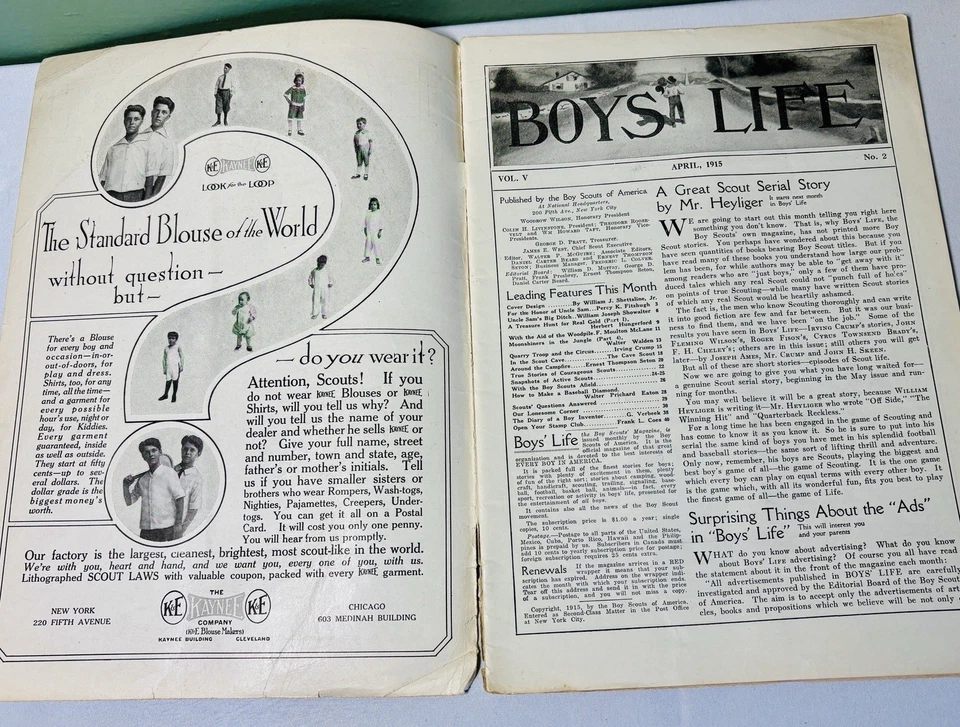 April 1915 Boy Scouts Boys Life Magazine Baseball Diamond RARE Camp Fish WW1 VTG - Image 3 of 4