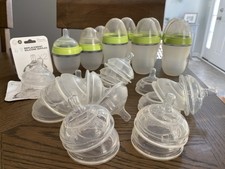 Comotomo Wide Neck Baby Bottle Set Clear Green 250ml 150ml w/ Nipples