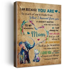 Gifts for Mom - Hangable Canvas Poem Prints Framed Poster Wall Art for Daught...