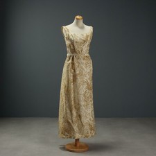 Abito da Sera Vintage Tessuto Filo Oro Taglia XS Italia Anni 60-70 Originale