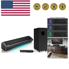 Sound Bars for TV with Subwoofer, 2.1 Deep Bass Small Soundbar Monitor Speake...