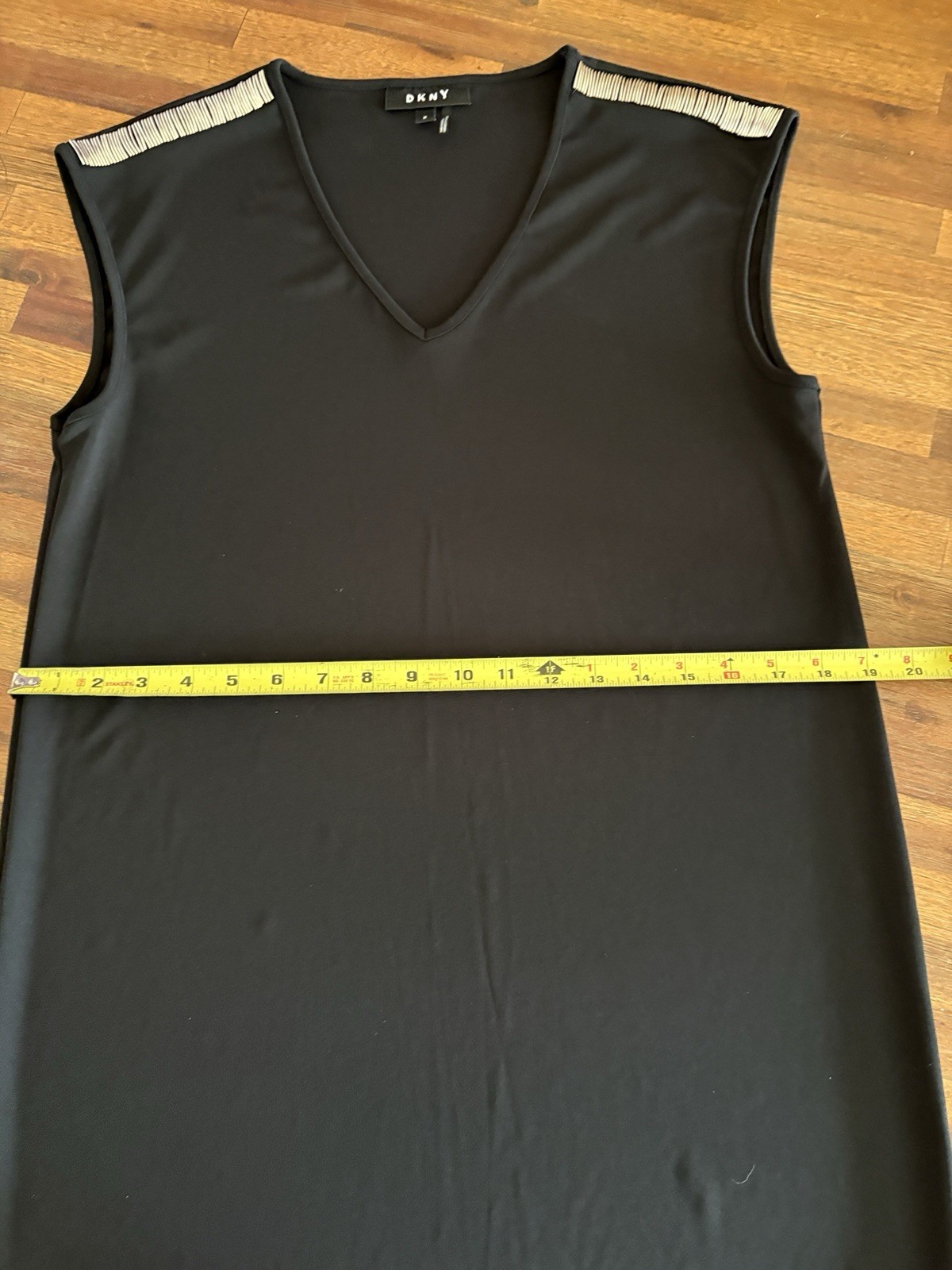DKNY Basic Black Midi Slip Size Medium Dress V-Ne… - image 13