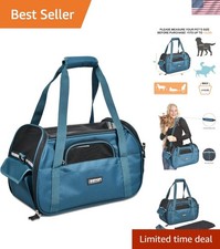 Teal Blue Airline Approved Soft-Sided Pet Carrier for Small Dogs  Cats - Col...