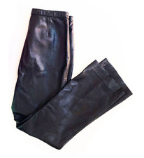 Vintage Classic Black Soft Leather Flat Front Lord  Taylor Straight Pants 6P