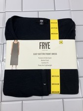 NEW Frye Women's Sleeveless Easy Button Front Midi Dress Black Beauty Size M