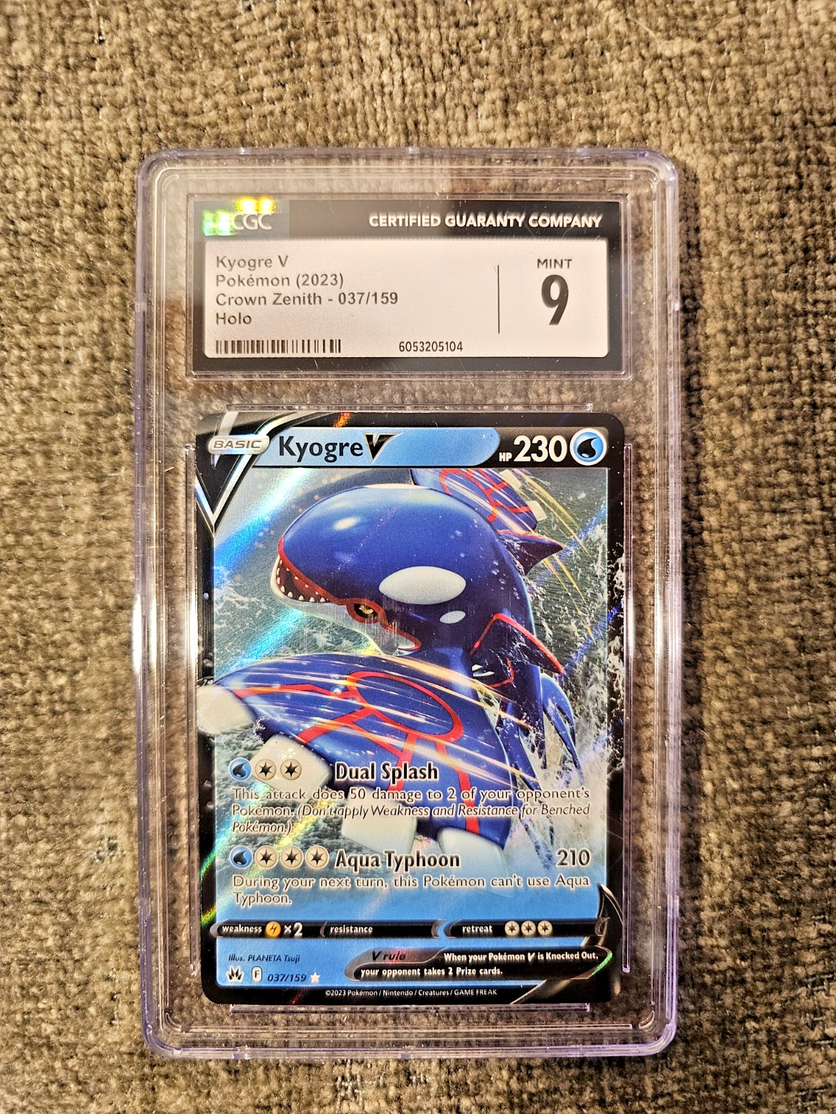 Pokémon Crown Zenith 2023 Kyogre V #037 CGC (Mint 9)