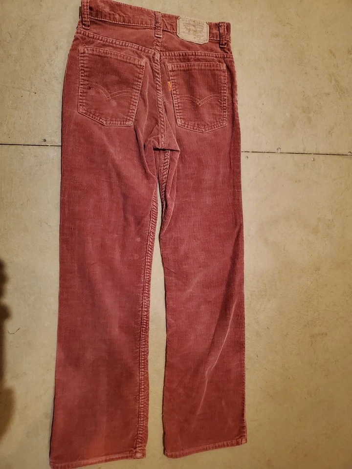 Calça de veludo vintage vintage 1980 Levi’s laranja aba laranja queimado 26x30 - Imagem 3 de 4