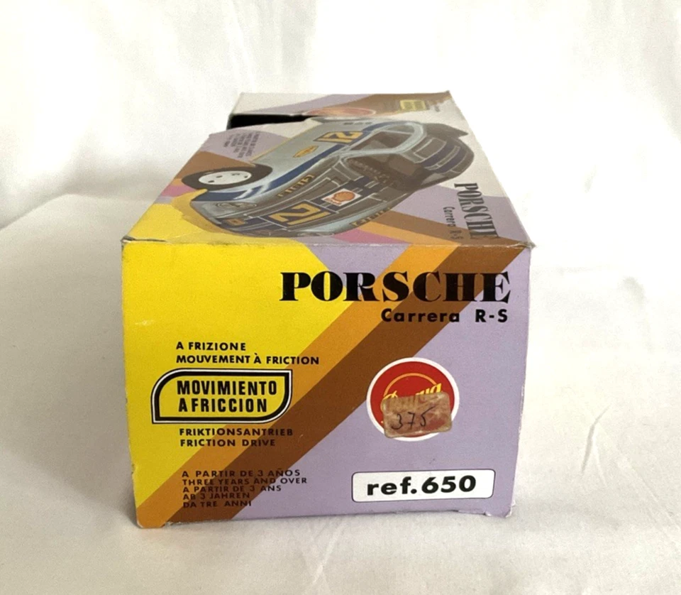 Payva Porsche Carrera R-S Vintage Tin Friction Spain 1/18 Scale Orig. Box, NIB! - Image 2 of 4