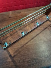 Vintage 50er 60er Garderobe Wandgarderobe Hutablage Holz Messing Mid Century