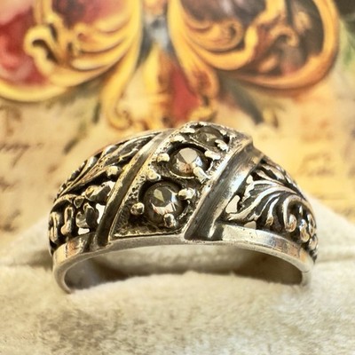 Size 8.5 -925 Silver Designer Ring - Vintage East European USSR Era #1895