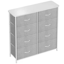 Dresser for Bedroom with 8 Drawers Storage Drawers Organizer Unit Curved white