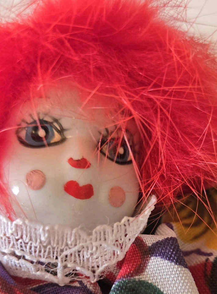 "Muñeca payaso vintage de 5"" cara de porcelana pintada niñera pequeña decoración" Foto 2 de 4